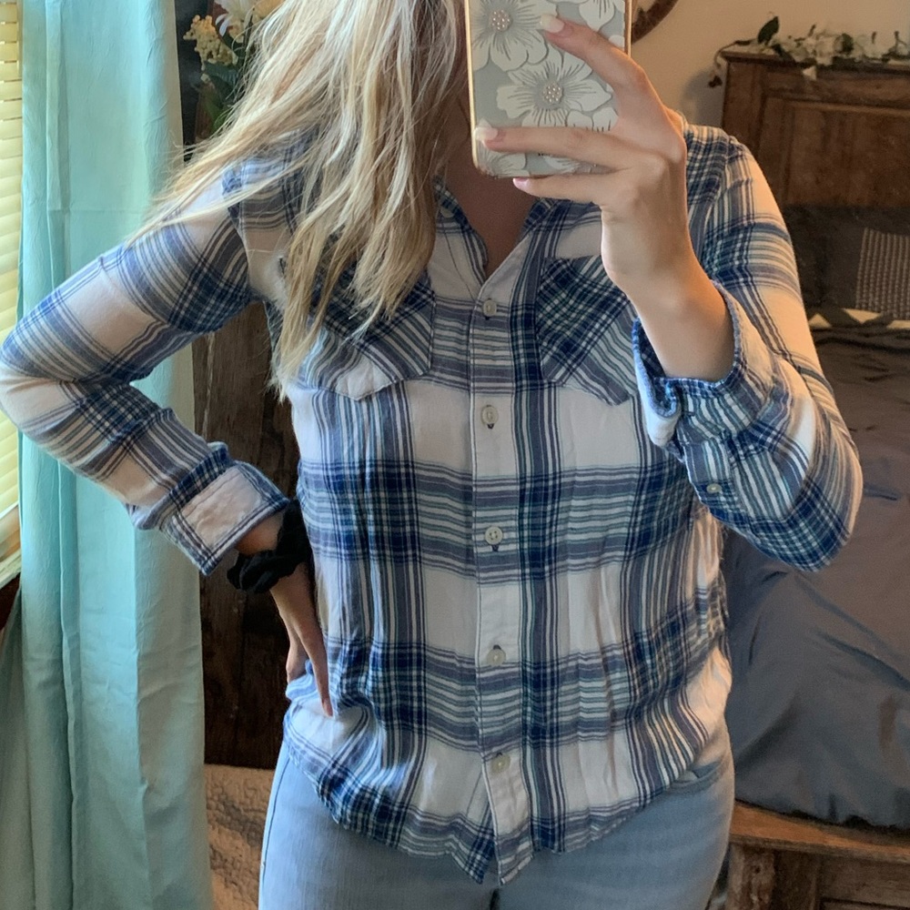 So // White & Blue Flannel - Picture 2 of 6